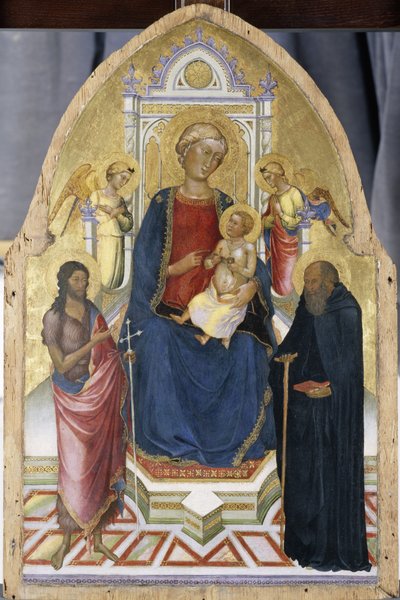 Thronende Madonna und Kind mit den Heiligen Johannes der Täufer und Antonius von Italian School